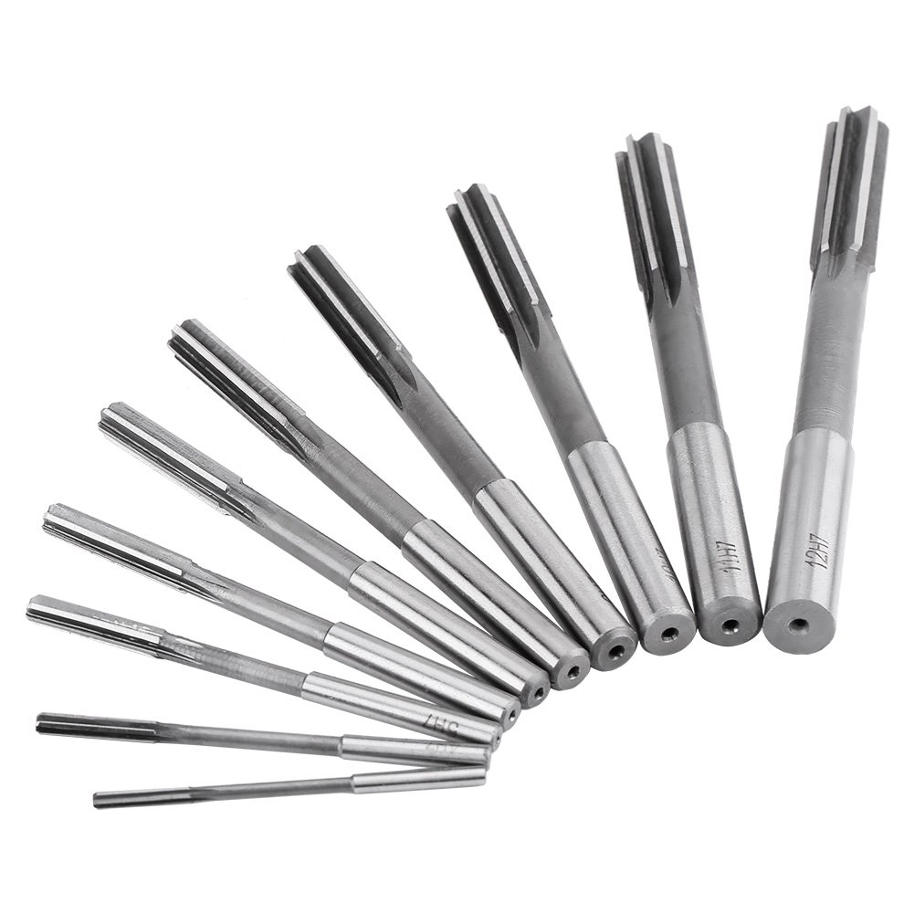 Maschinenreibahlen-Satz, 10pcs HSS H7 Gerade Flöte Reibahle Maschinenschneider Fräsen Fräswerkzeug 3/4/5/6/7/8/9/10/11 / 12mm, hohe Genauigkeit und lange Lebensdauer