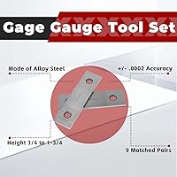 Vista 4 de findmall Juego de 9 pares de bloques paralelos de precisión de 1/4 x 6, juego de herramientas de calibre endurecido 0002