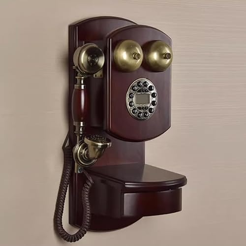 Miniatura 5 de Teléfono retro de montaje en pared, teléfono fijo antiguo, teléfono de botón pulsador, teléfono con cable casero, A