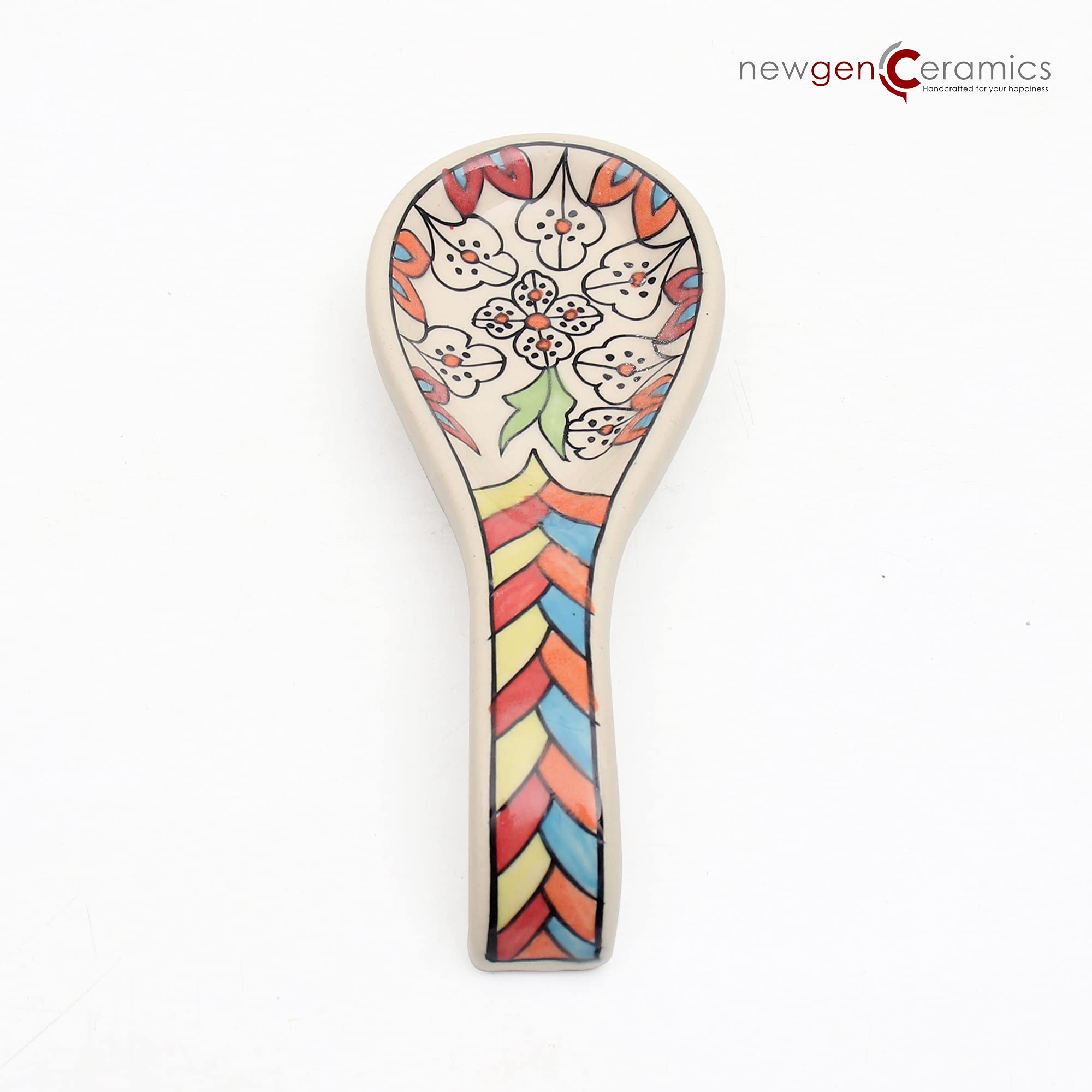 Newgen Ceramics Round Spoon Rest/Holder, Large Size Cooking Utensil Rest for Counter Stove Top for Spoons, Ladles, Tong, Modern Kitchen Decor and Accessories (SR-6)