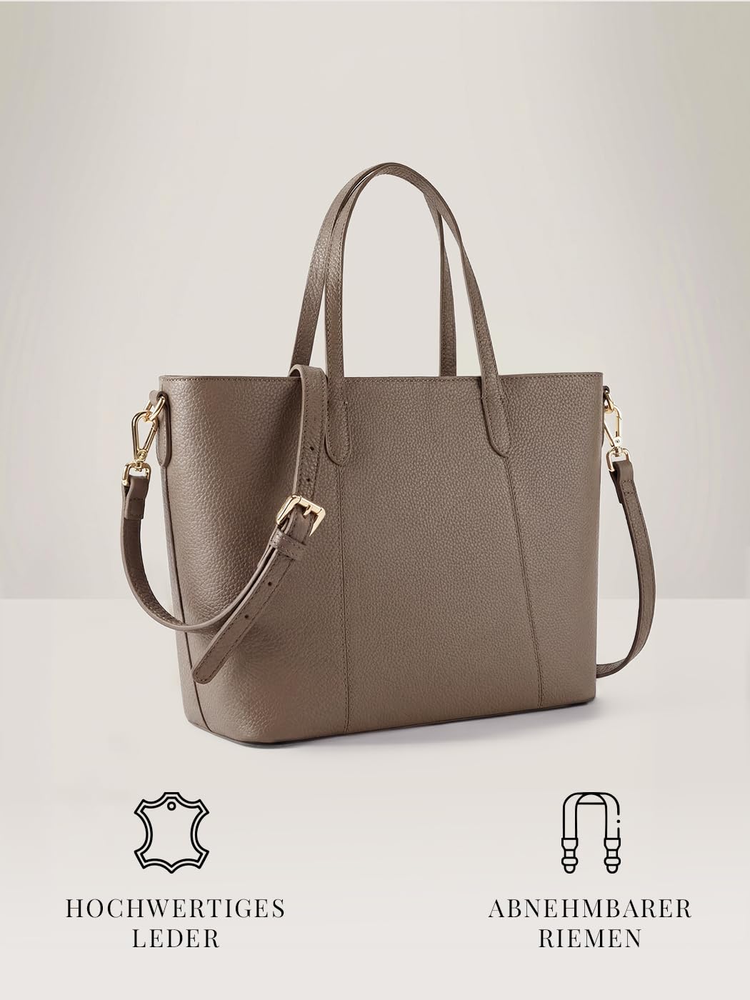 Lazarotti Bologna Damen City Shopper aus Echt-Leder | Tote Bag mit abnehm- & längenverstellbaren Trageriemen | Schultertasche 31 cm
