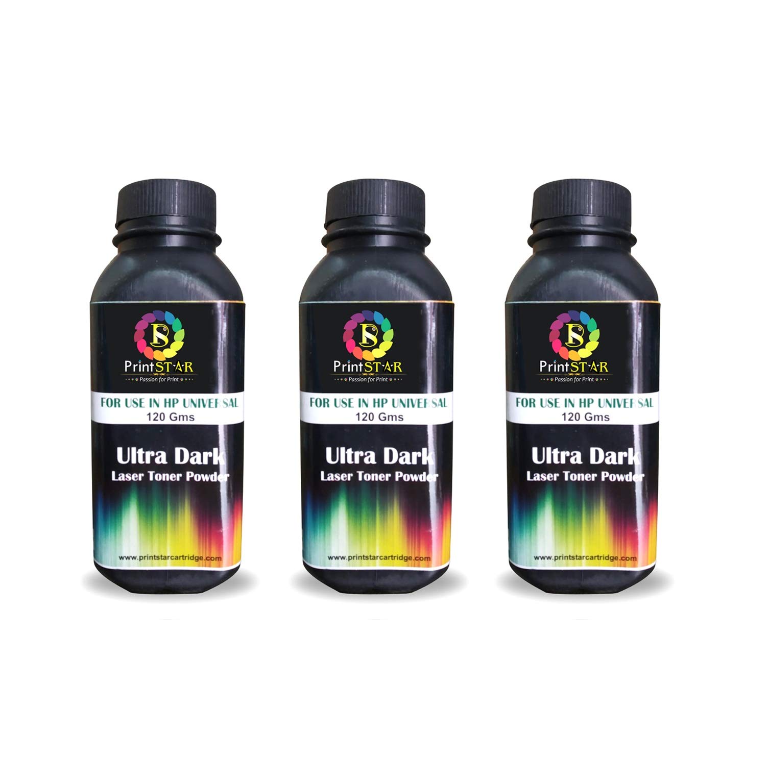 Print Star Black Toner Powder Universal Compatibility for HP Cartridge Printers Compatible Model 12A/15A/49A/53A/05A/80A/55A/42A/51A/96A/16A/82X/43X (Pack of 3)
