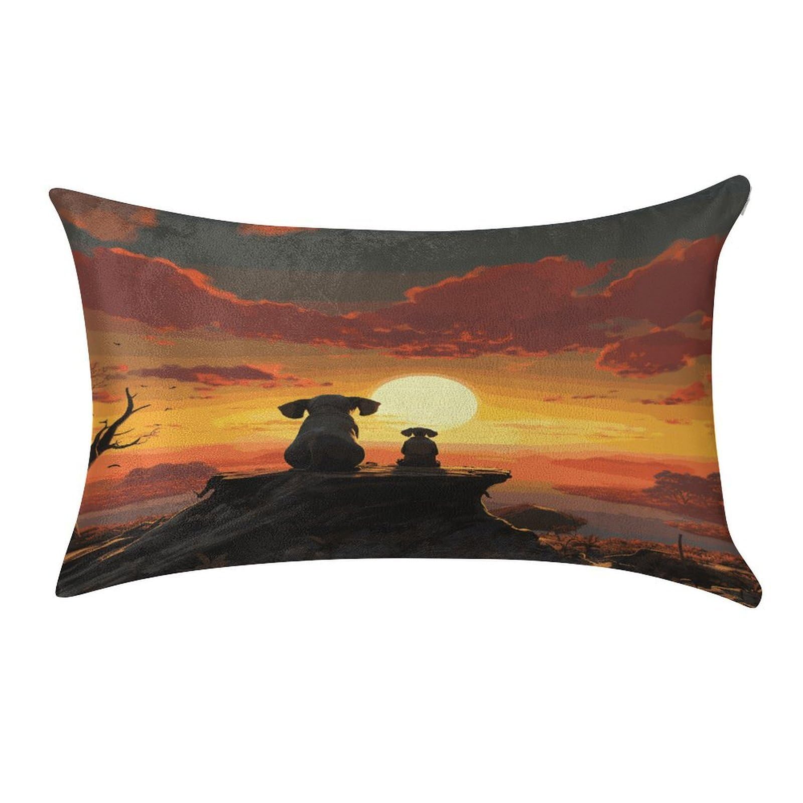 FekiLoot Elephant and Dog Watch The Sunset Pillow Covers Luxury Velvet Oblong Pillowcases Rectangular Throw Pillows Case Decorative Velvet Cushion Covers Ultra Soft Lumbar Pillow Shells 12 X 20 in