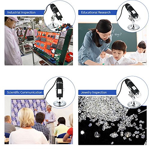 KKmoon Ampliação 1600X USB Microscópio Digital com Função OTG Endoscópio 8-LED Lupa Lupa com Suporte