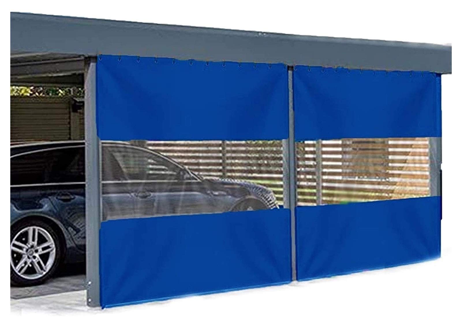 Lijinbo - Lona de protección, paneles de cortina transparentes, lona de PVC ignífugo, impermeable, con ganchos de metal para terrazas, patio, cobertizo de coche personalizable