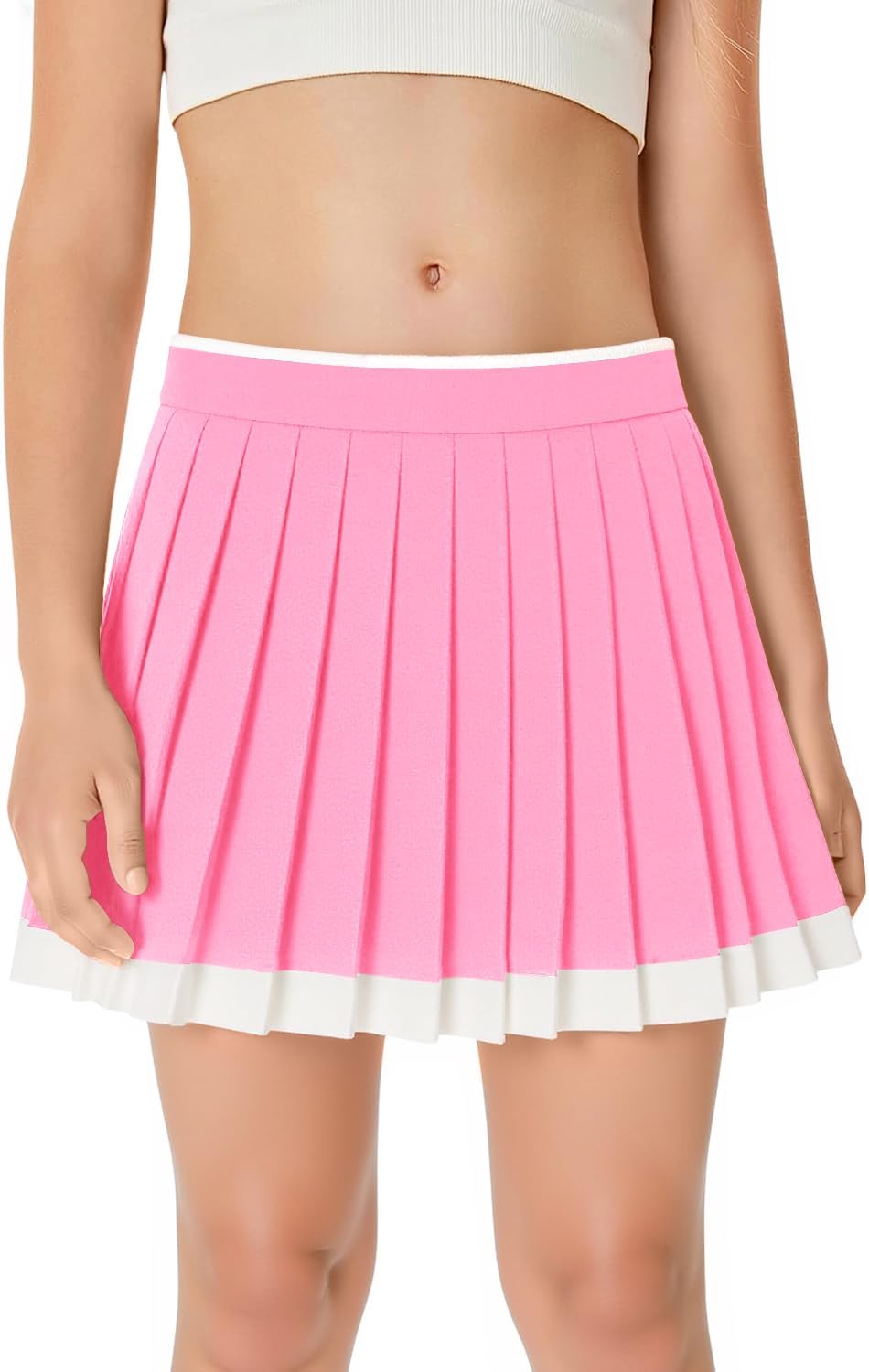Haloumoning Girls Pleated Tennis Skirts with Shorts Kids High Waisted Athletic Skorts Golf Skirt with Pockets 5-14 Years