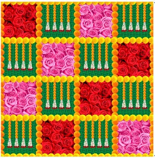 Image of Banana Leaf Decorative Backdrop Cloth for Wedding, Mehndi and Festivals. It's Perfect for Wedding, Party, Newborn Celebration, Haldi, Mehndi and All Other Festive Occasion.(8*5) ft (Design 6)