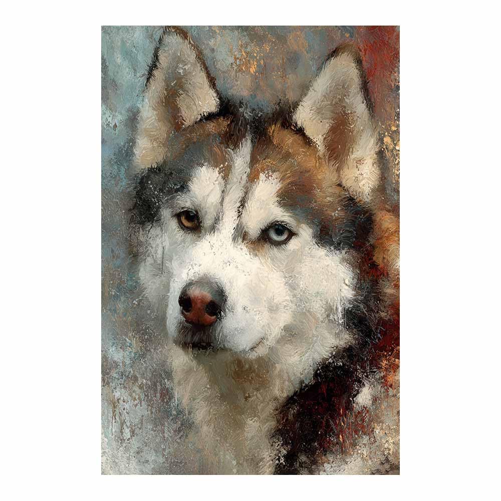 ZAMAEIU Canvas Print Wall Art Husky Image Abstract Dog Animal Paintings, Suitable for living room, bedroom, for Kids Room Decoretc.(white)-80x120cm Unframed