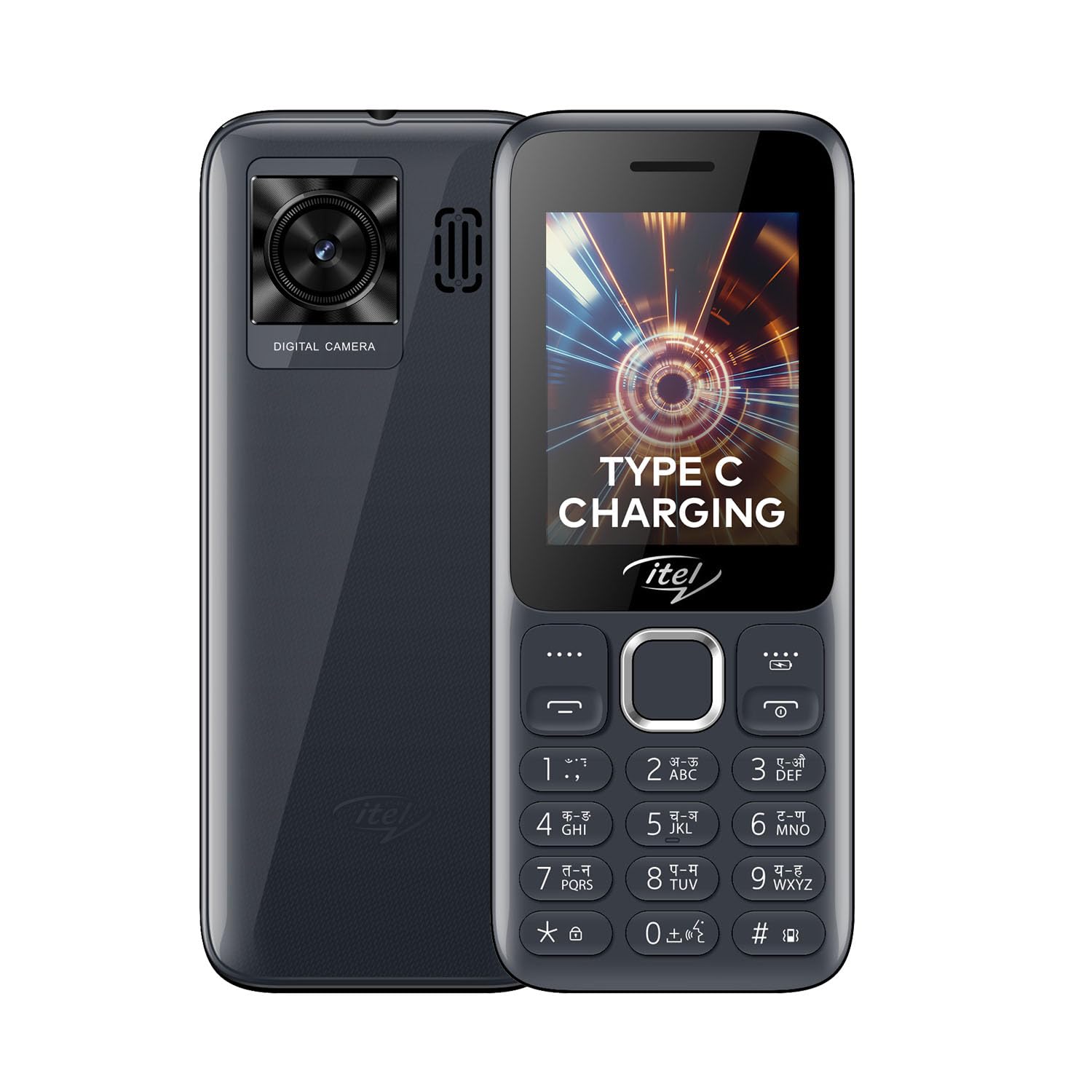 itel Power 450 - Enhanced with Type C Charger, 2500 mAh Battery, Auto Call Recording, Wireless FM Radio, and 32GB Expandable Memory- Dark Grey