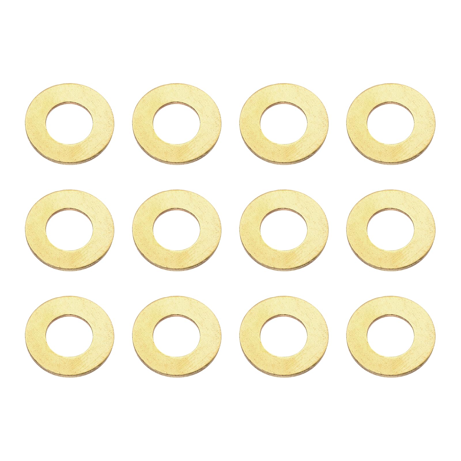 PATIKIL M10 Flat Washers, 12PCS 20mm OD 1.5mm Thick Brass Ring Thin Flat Spacers Metal Sealing Gasket Ring for Screw Bolt Faucets Hose