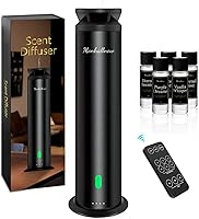 Monhallnow Waterless Essential Oil Diffuser Starter Kit - 1000 Sq Ft Coverage, Remote Control, 5 Scent Oils, Ultra Black Tower for Home & Hotel