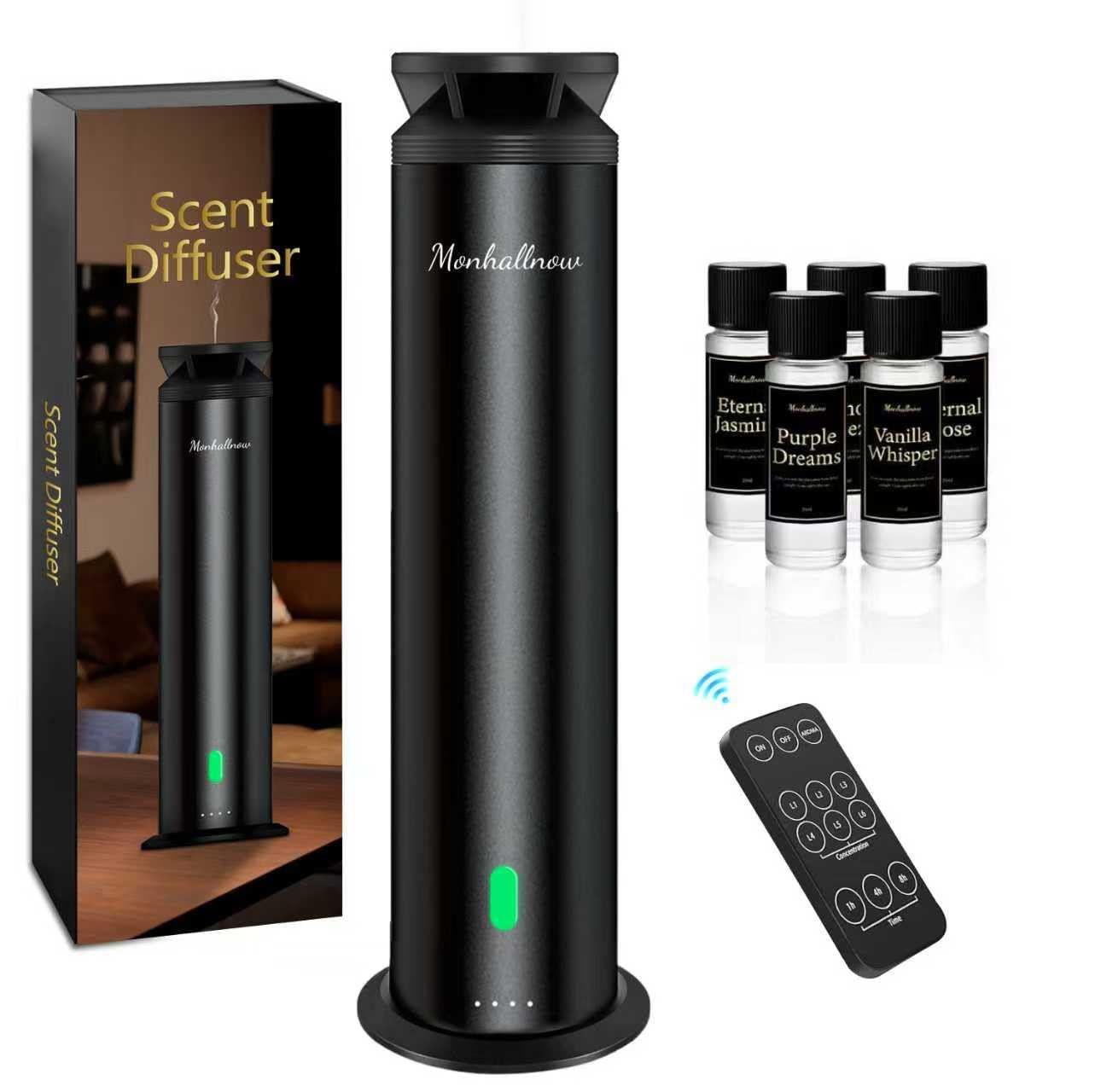 Photo 1 of *** NO RETURN - NO REFOUND*** Waterless Scent Diffuser Starter Kit – 1000 Sq Ft Coverage, Suitable for Home & Hotel Series Diffuser, Includes 5 Scent Oils, Remote Control, Large Room Essential Oil Diffuser, Ultra Black