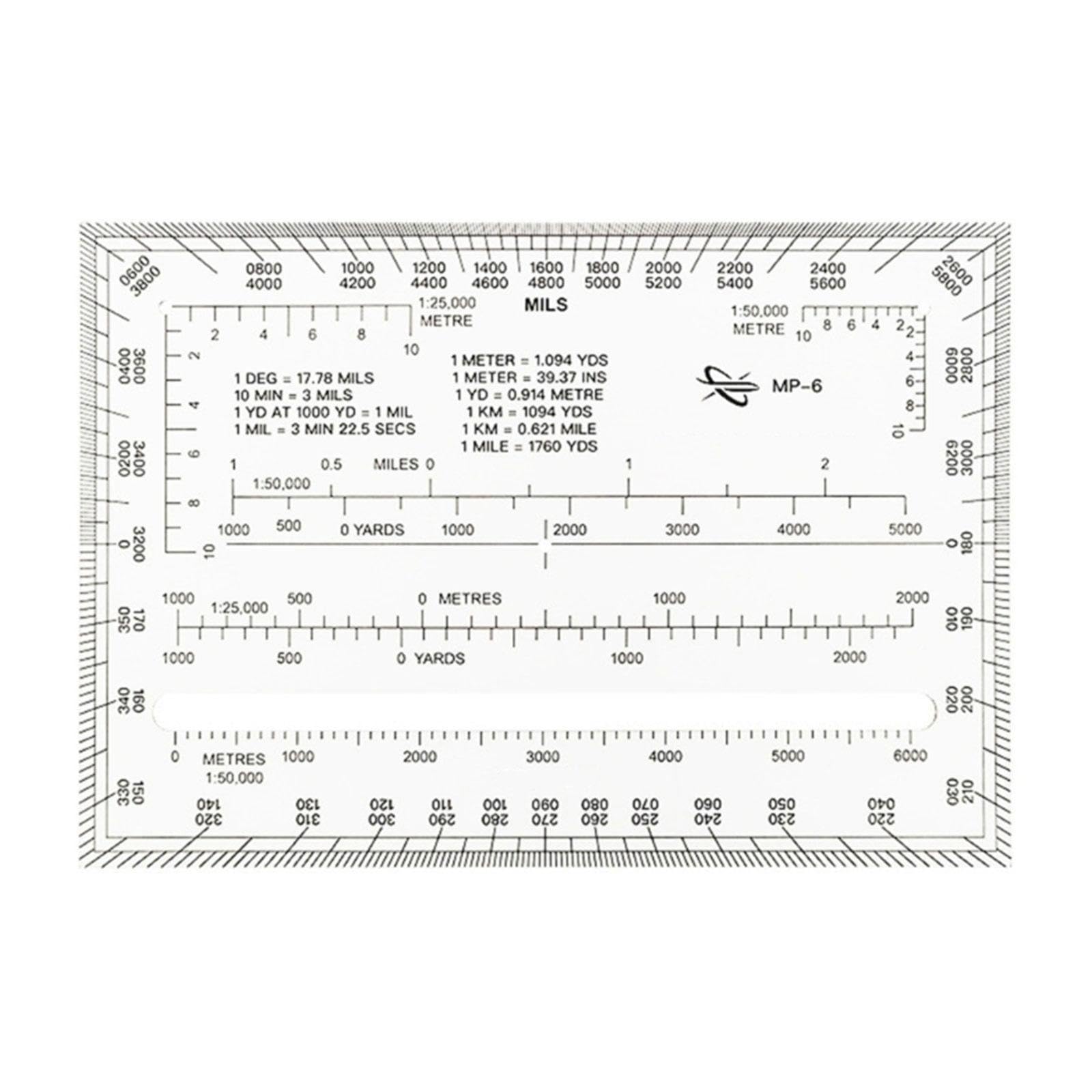 Maxtonser Protractor 1:5000 1:25000 Coordinate Scale Map with Clear Scale Flexible Map Scale Outer Edges 0-6400 Miles