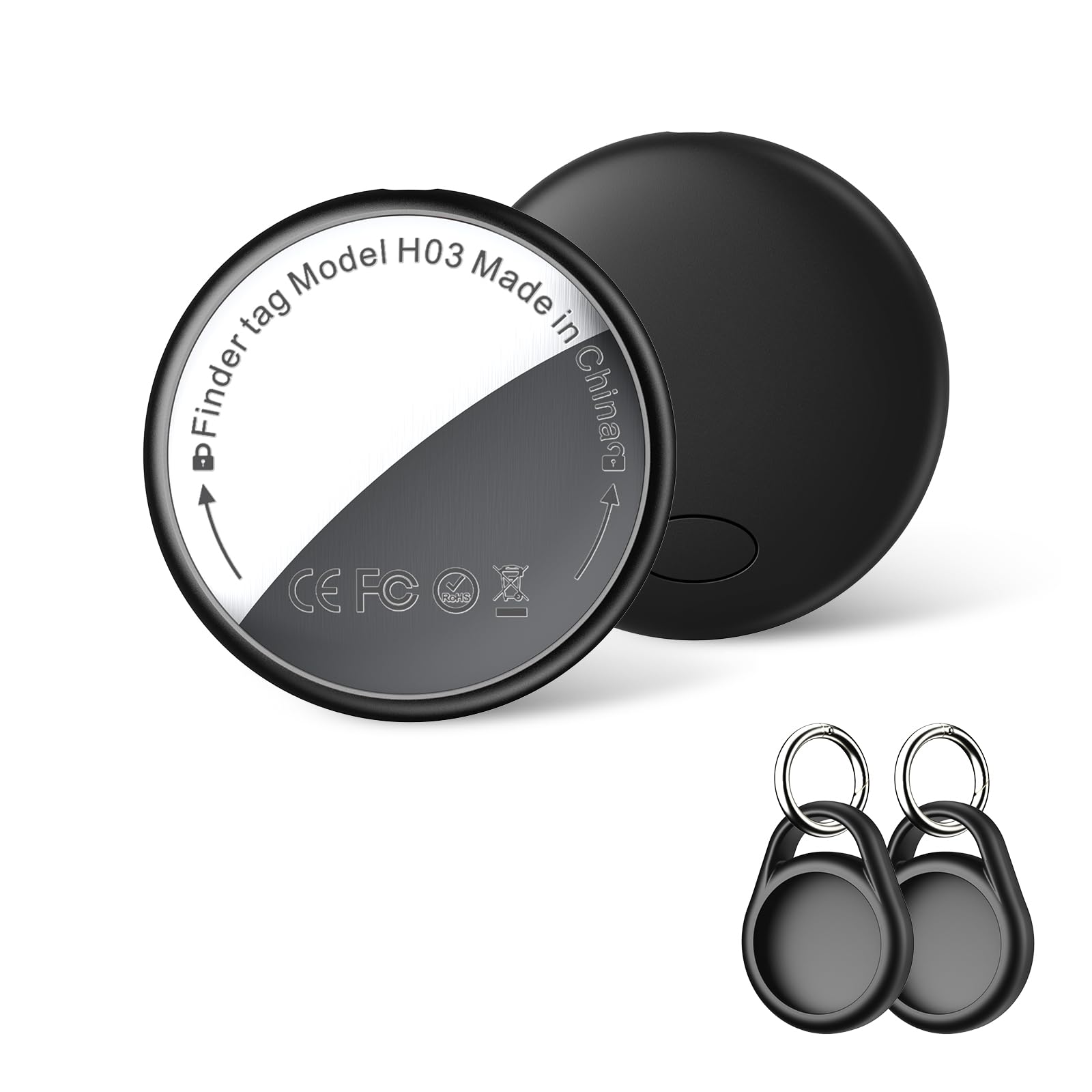 GPS Tracker Tag 2-Pack - Smart Tag Kompatibel mit Apple Wo ist? (iOS NUR) mit Schutzhülle, Wasserdichter Gegenstandssucher, Bluetooth-Schlüsselfinder für Geldbörse, Gepäck, Austauschbare Batterie