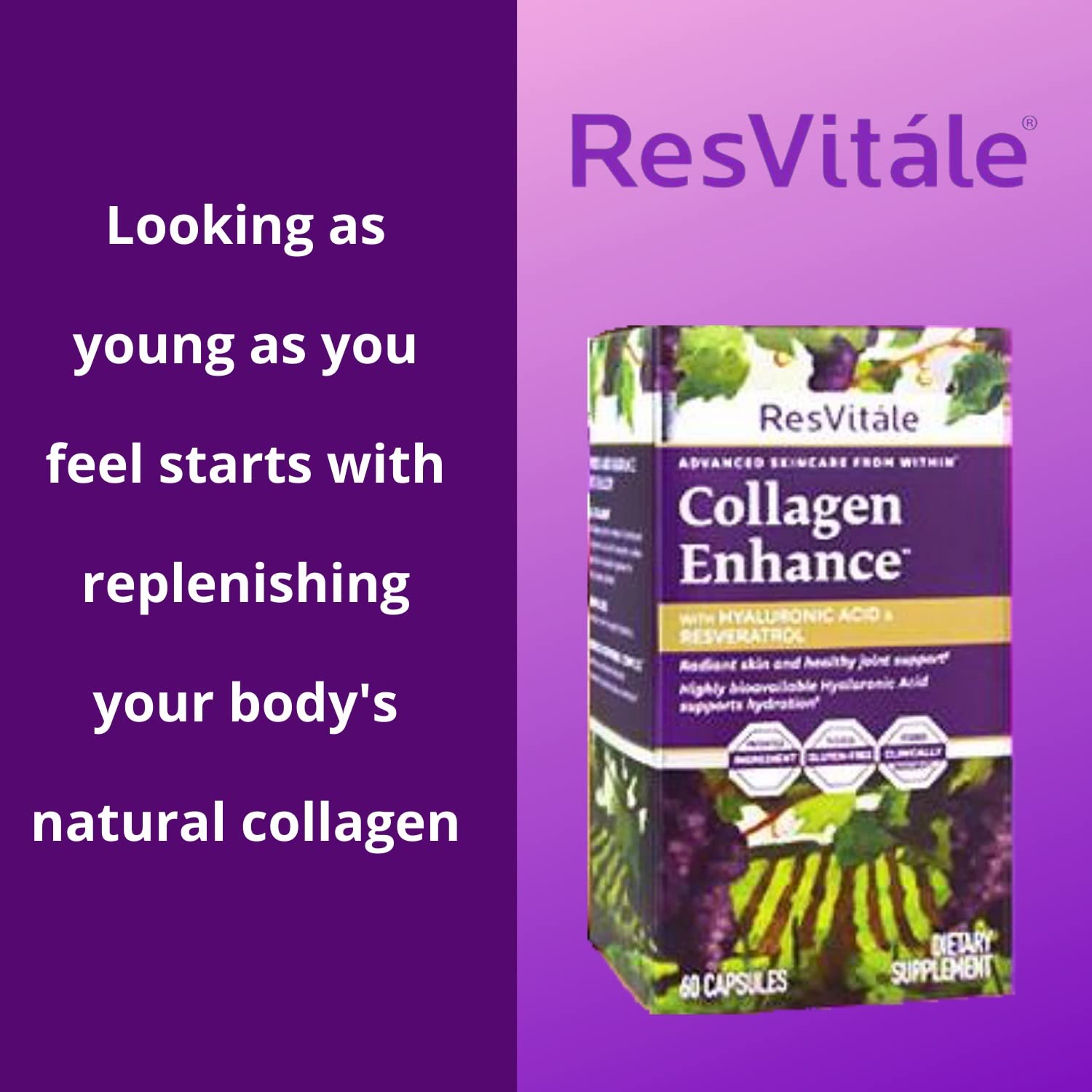 Buy ResVitale Collagen Enhance Anti Aging Skin Care Collagen Supplement Hydrolyzed Collagen