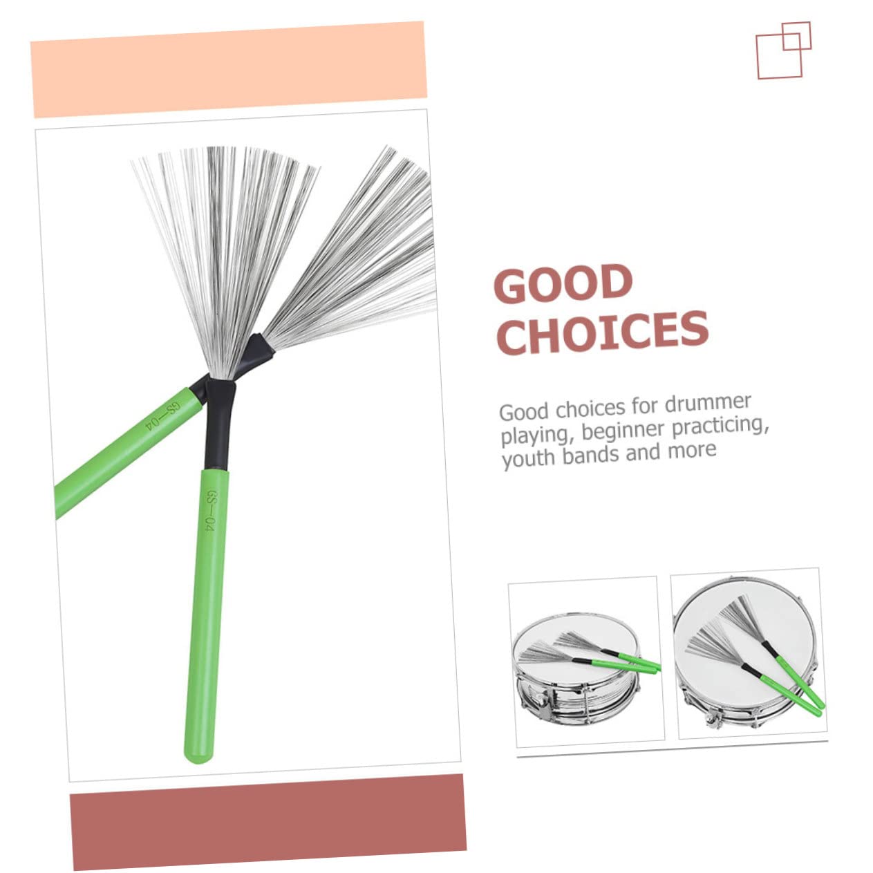 GALPADA 2Pcs Wire Drum Stick Brushes with Wooden Handles for Jazz Drums Drumming Practice and Youth Bands Smooth Playing Percussion Brushes for Drum Lovers