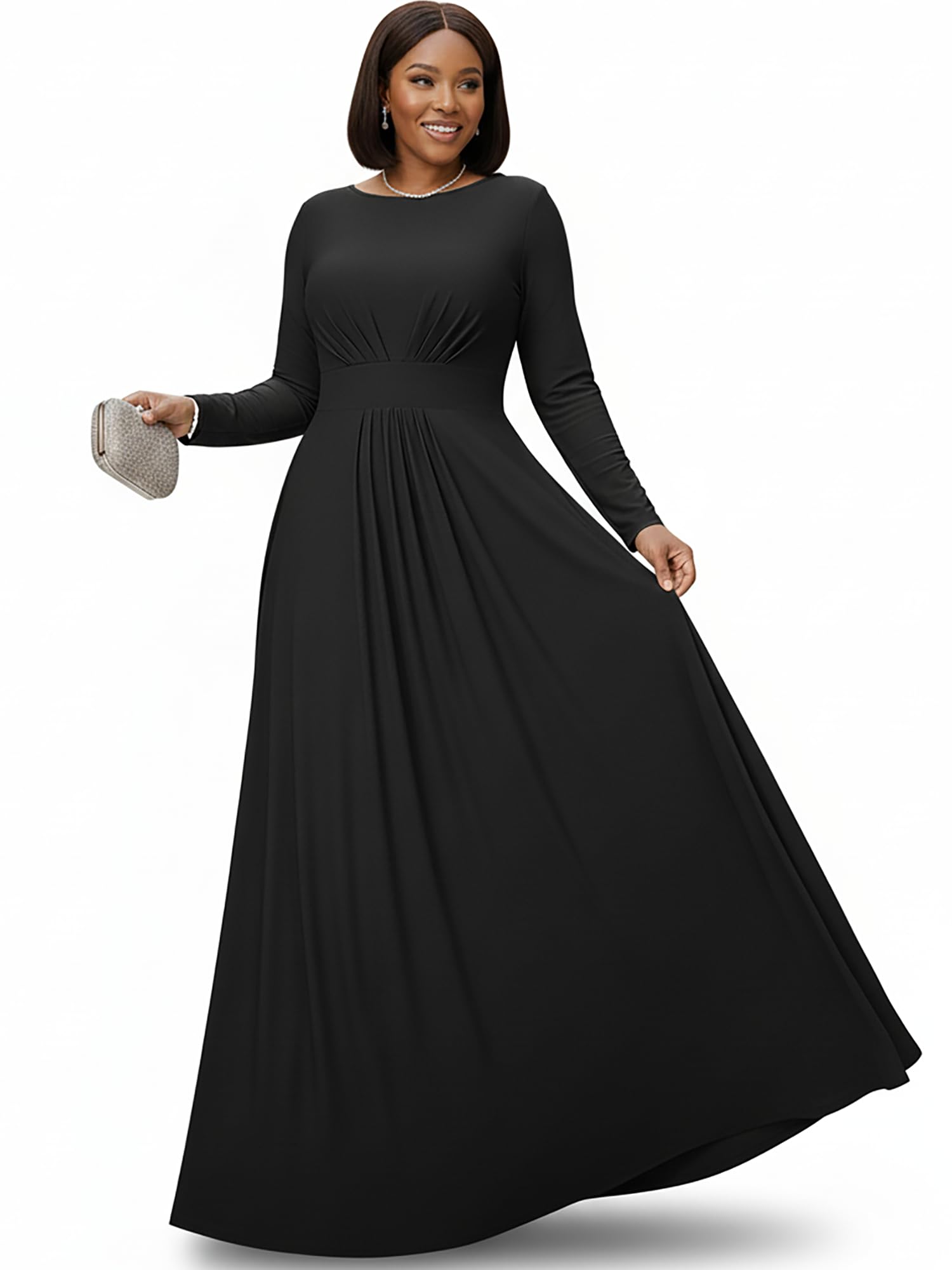 KOH KOH Womens 2026 Long Sleeve Soft Flowy Empire Waist Fall Winter Party Gown