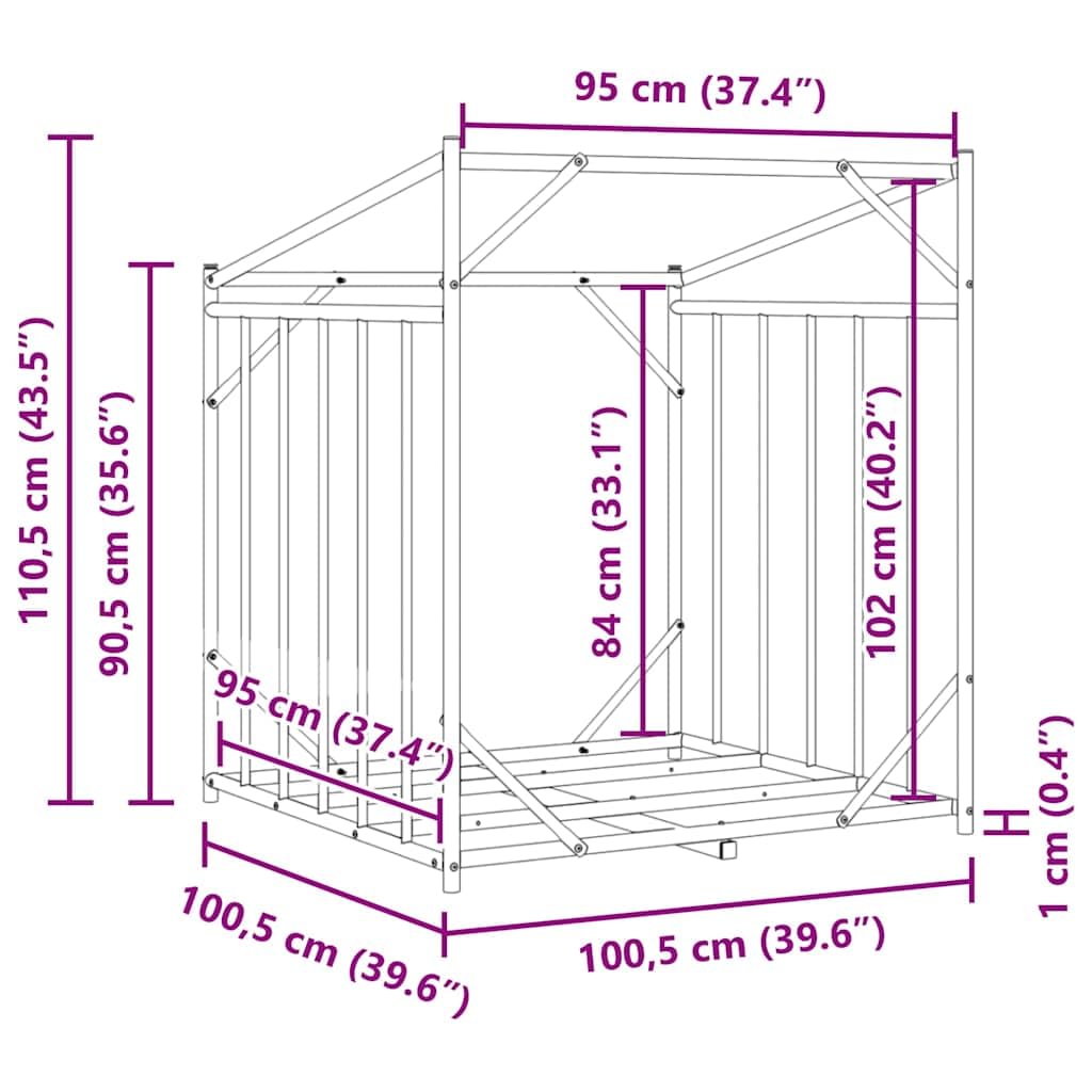 Estantería para leña con protección contra la lluvia, acero galvanizado, 100,5 x 100,5 x 110,5 cm, con cubierta impermeable para lluvia, para exteriores, almacenamiento de madera y soporte