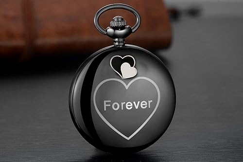 Miniatura 5 de LYMFHCH Reloj de bolsillo personalizado grabado para regalos de hijo Vintage cuarzo relojes de bolsillo con cadena Navidad regalos de graduación