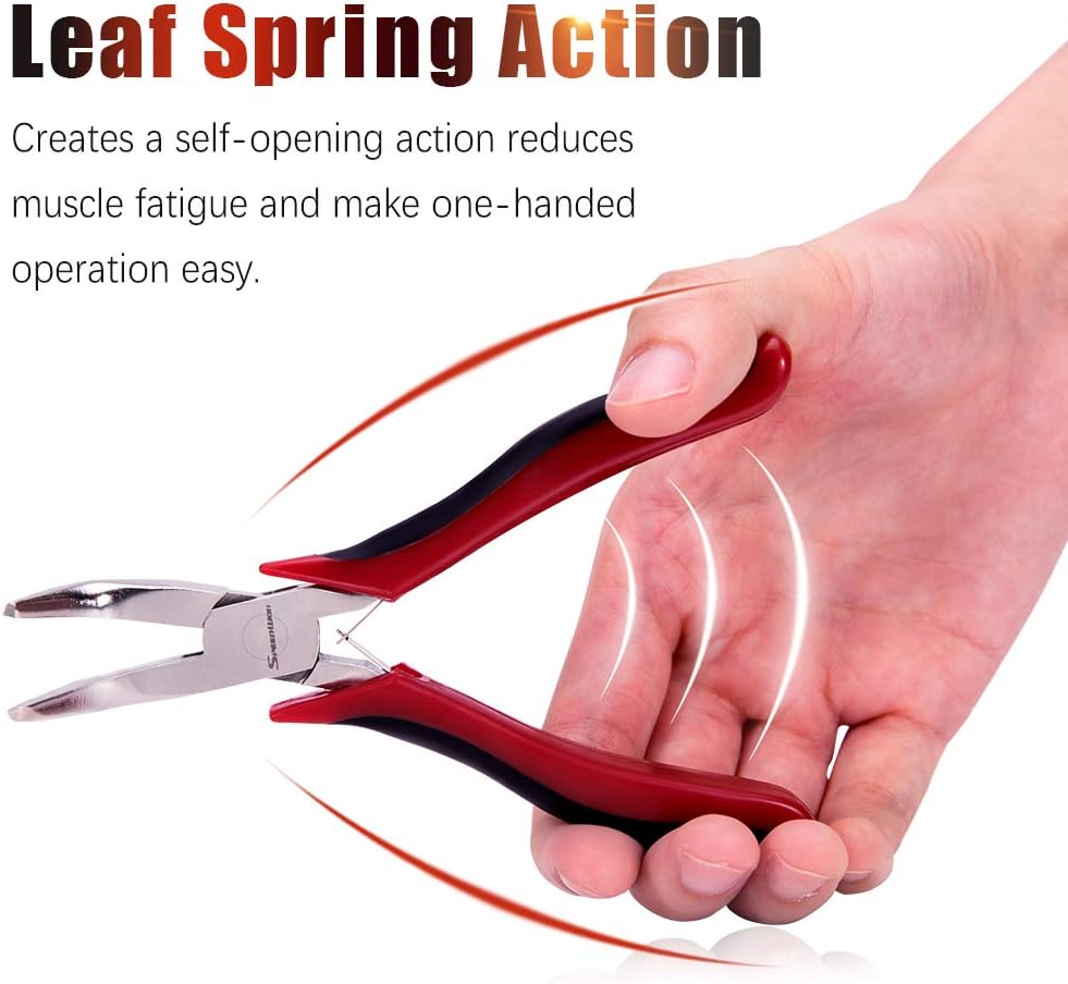 SPEEDWOX Mini Bent Nose Pliers for Jewelry Micro Chain Nose Small Functional Long Nose Pliers with Spring Professional Tool 45 Degrees Curved Chrome Vanadium Steel 4.5 Inches