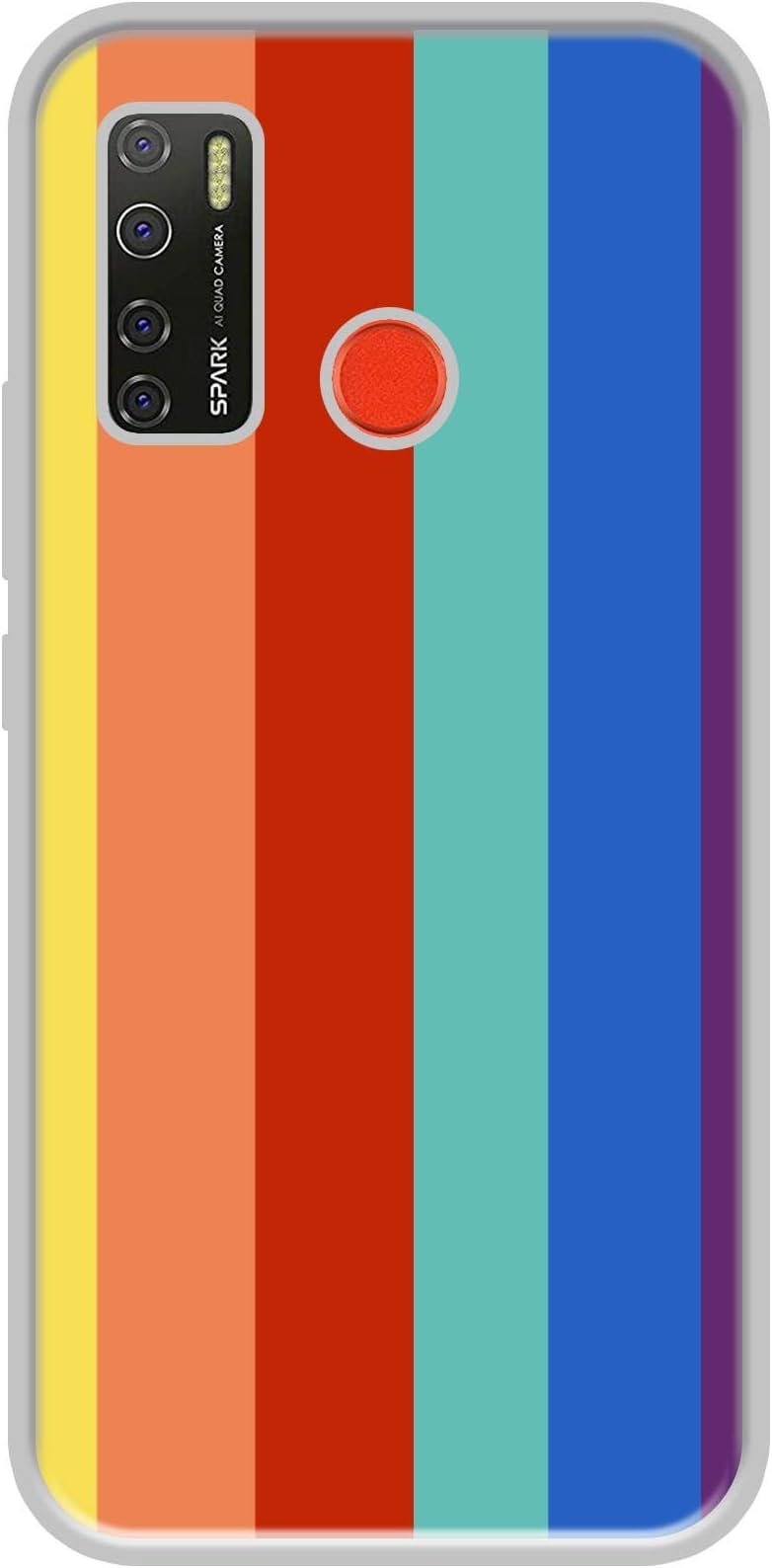 Casotec Rainbow Colors Design Printed Silicon Soft TPU Back Case Cover for Tecno Spark 5 / Spark 5 Pro