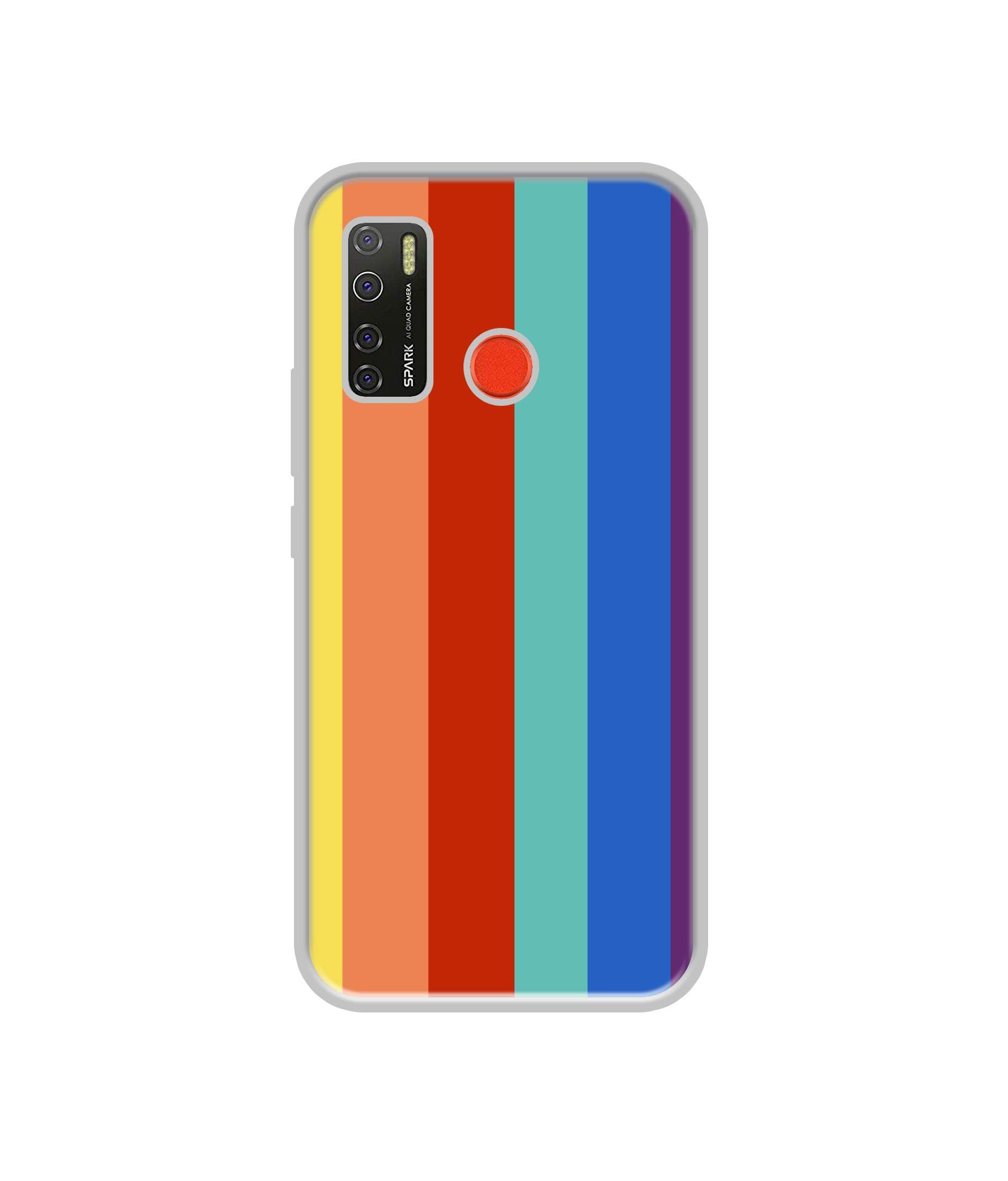 Casotec Rainbow Colors Design Printed Silicon Soft TPU Back Case Cover for Tecno Spark 5 / Spark 5 Pro