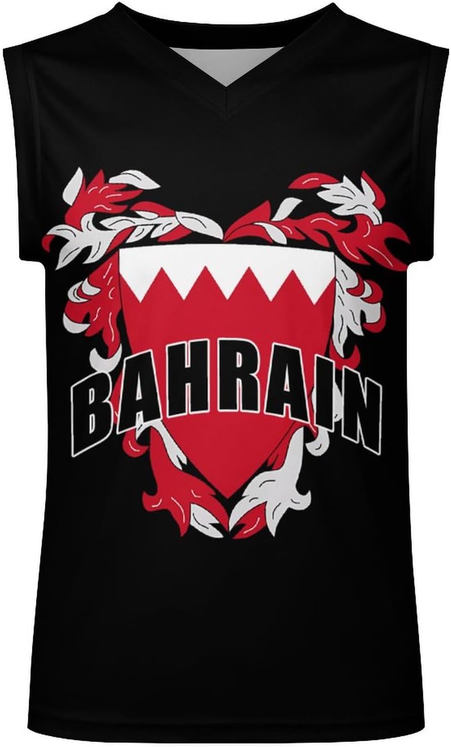 Bahrain Bahraini Logo Men's V-Neck Basketball Tank Top Sleeveless Workout Tank Shirts Gym Fitness Tees Vest