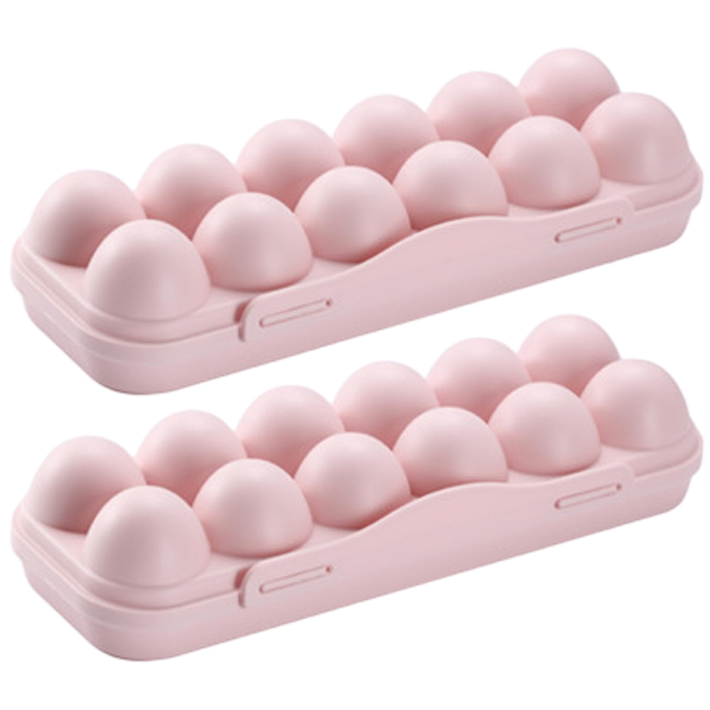 AwnsIMfreien Egg Storage Containers, 2-pack 12-grid Plastic Egg Carton With Lid, Stackable Boxes For Refrigerator Organization, Plastic Carton