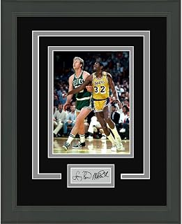 Framed Larry Bird Magic Johnson Dual Facsimile Laser Engraved Signature Auto 11x14 Basketball Photo