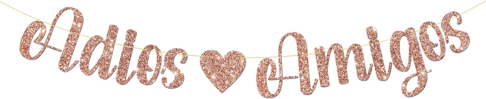 MonMon & Craft Adios Amigos Banner / Farewell Party Banner / Job Change / Going Away Last Day Party / Retirement Banner / Graduation Party Supplies Rose Gold Glitter