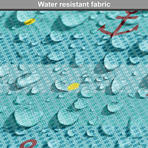 Image of Ambesonne Aqua Fabric by The Yard, Nautical Pattern with Halftone Dotted Sea Inspired Background and Marine Anchor, Decorative Fabric for Upholstery and Home Accents, 3 Yards, Aqua Vermilion