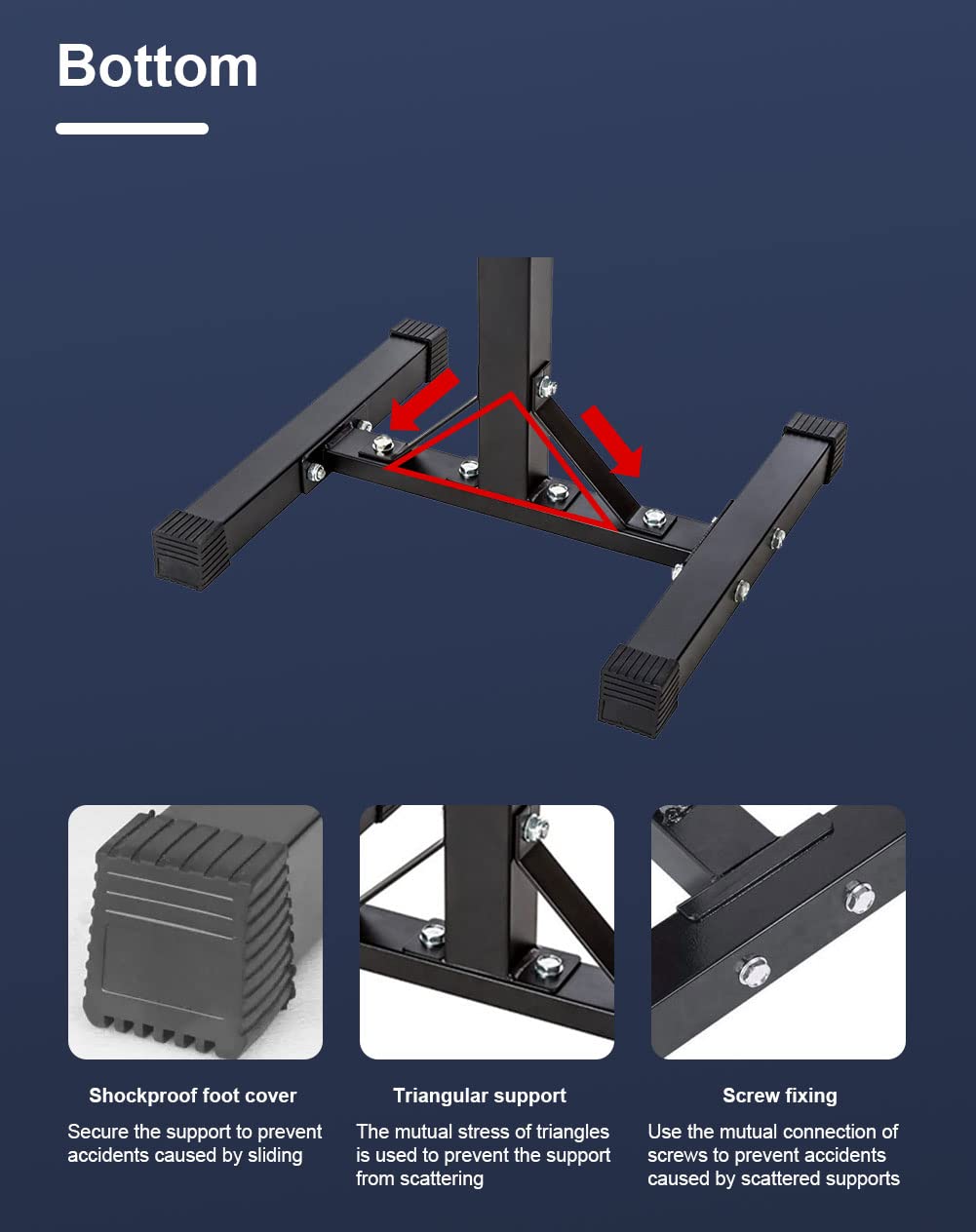 HUOLE Supporto per Sollevamento Pesi, Regolabile in Altezza da 105 a 160 cm, Supporto per bilancieri Lunghi a Dischi, carico Massimo 200 kg