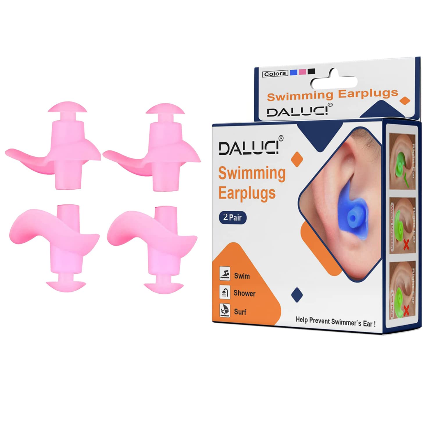 DALUCI 2 Pair Hot Waterproof Swimming Professional Silicone Swim Earplugs for Adult Swimmers Children Diving Soft Anti-Noise Ultra Comfy Ear Plug-Prevent Swimmers Ear (Design 1 Pack Of 2, Pink) (B0BGC9CS76) Amazon Price History, Amazon Price Tracker