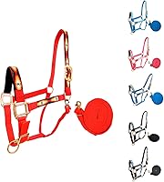 Vista 7 de Tahoe Tack Cabestros ajustables de nailon con banda nasal acolchada y cuerda de plomo de agarre suave de 10 pies a juego