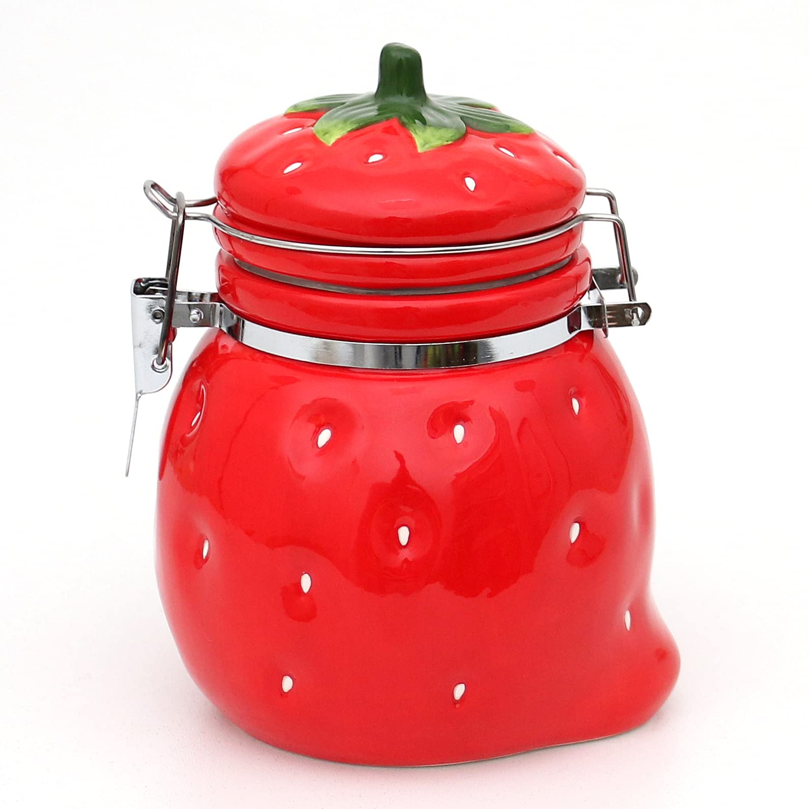 Keramik-Keksdose In Erdbeerform – 19,8 Cm Hoch, 3 Liter Fassungsvermögen, Mit Blumendesign & Deckel