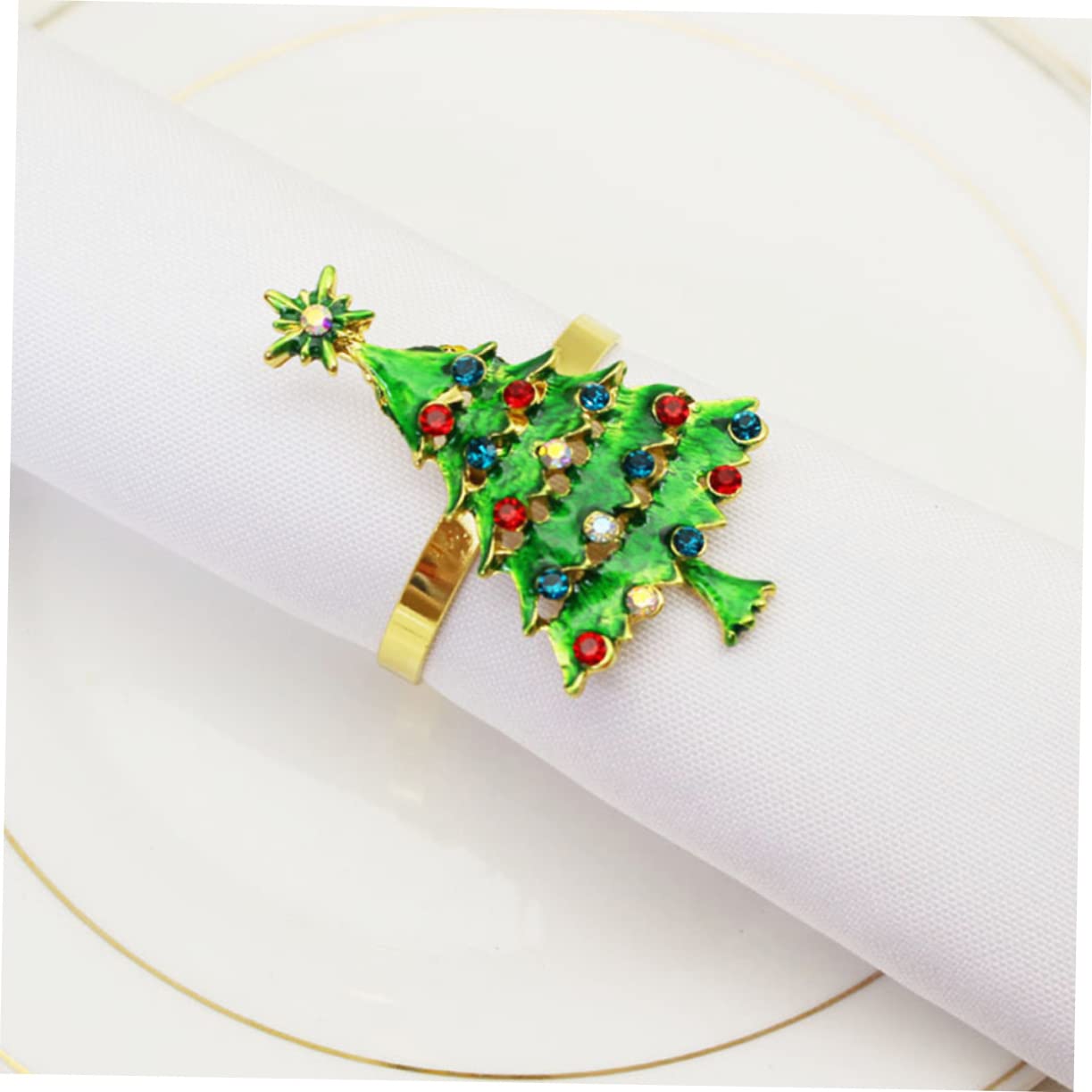 Alipis 12stücke Weihnachtsbaum Serviettenringe Metall Festliche Tischdekoration Für Weihnachten Hochzeiten Und Familienfeiern Xmas Tree Napkin Holder Für Stilvolle Anlässe