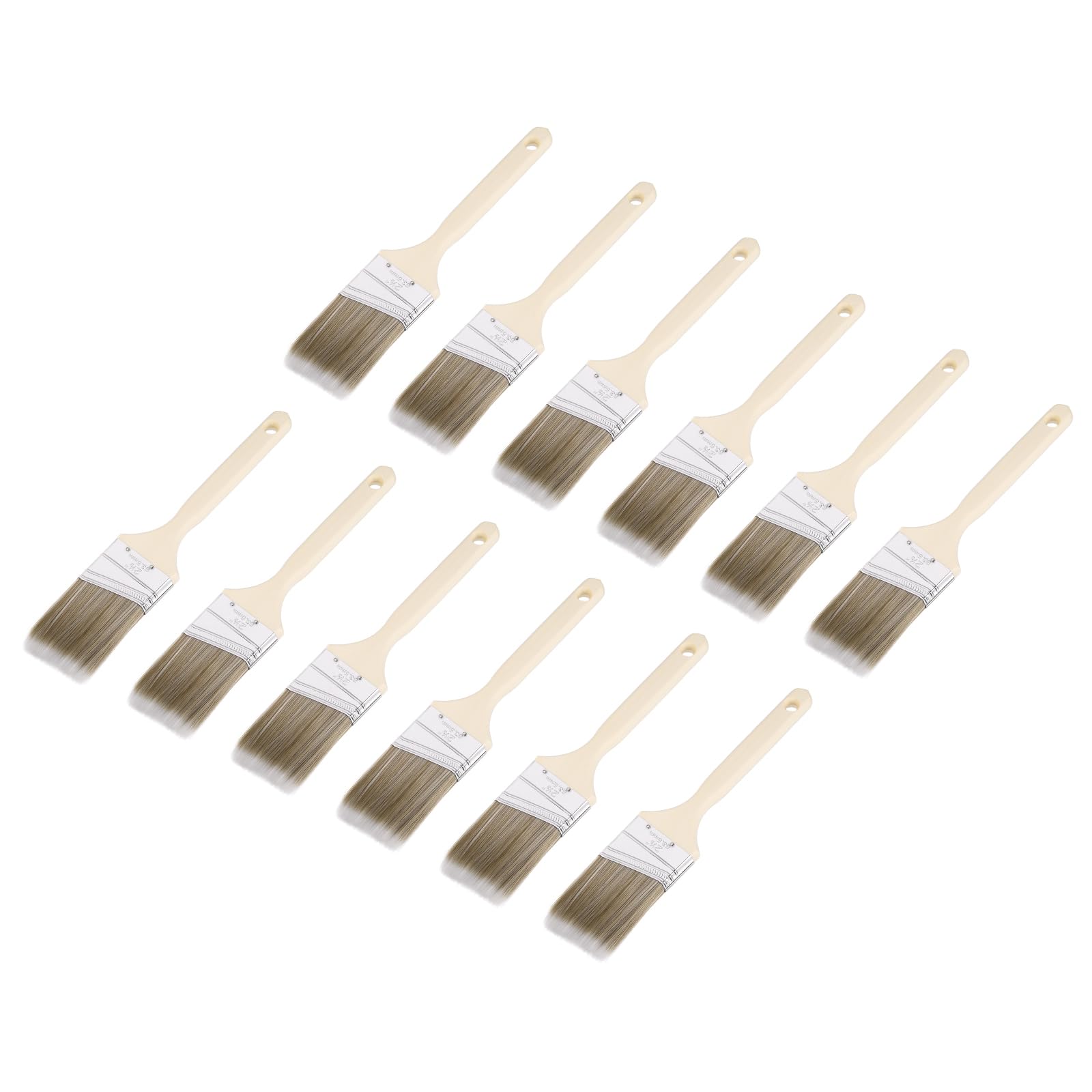 QUARKZMAN 12 Pz Pennelli Da Pittura 3", Pennello Angolare Lungo 12.4" Setole Sintetiche PET Con Manico In Legno, Pennello Senza Scheggiature Strumento Per Pittura Per Vernici Latex, Grigio