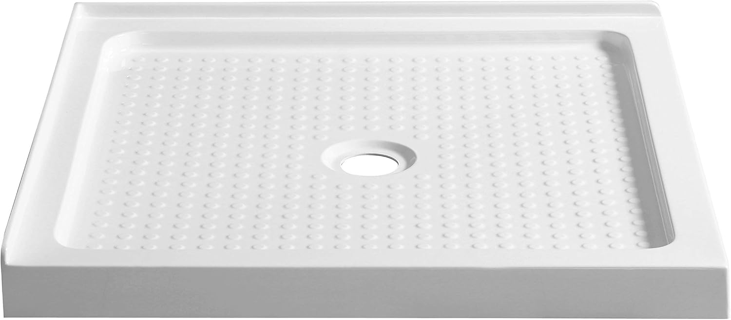 ANZZI Valley 38 x 38 Double Threshold Square Center Drain Location Shower Base in Glossy White, Marine Grade Acrylic and High Yield Fiberglass, Integrated Slip Resistant, SB-AZ010WN