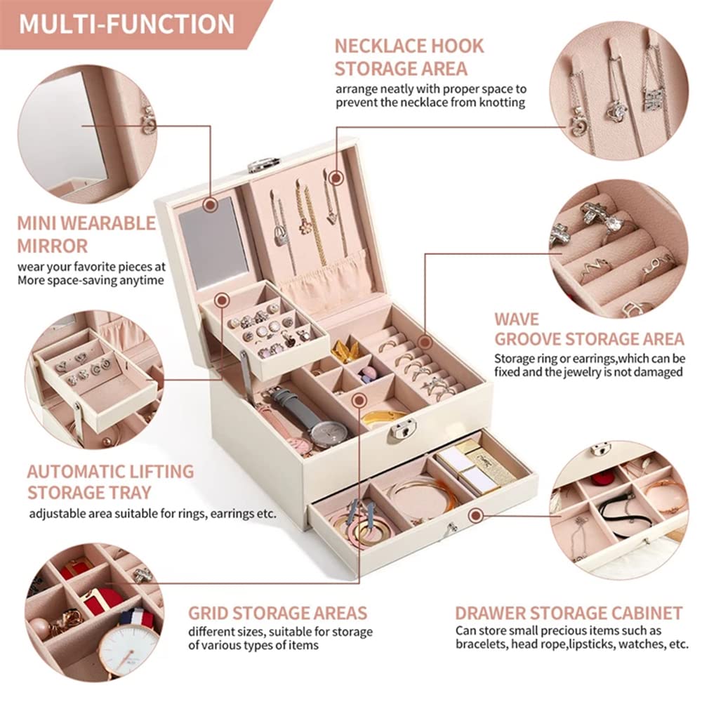 Portagioie Con Serratura A 2 Strati - Organizer Con Panni Per Lucidare, 23x17x9 Cm - Foto 2