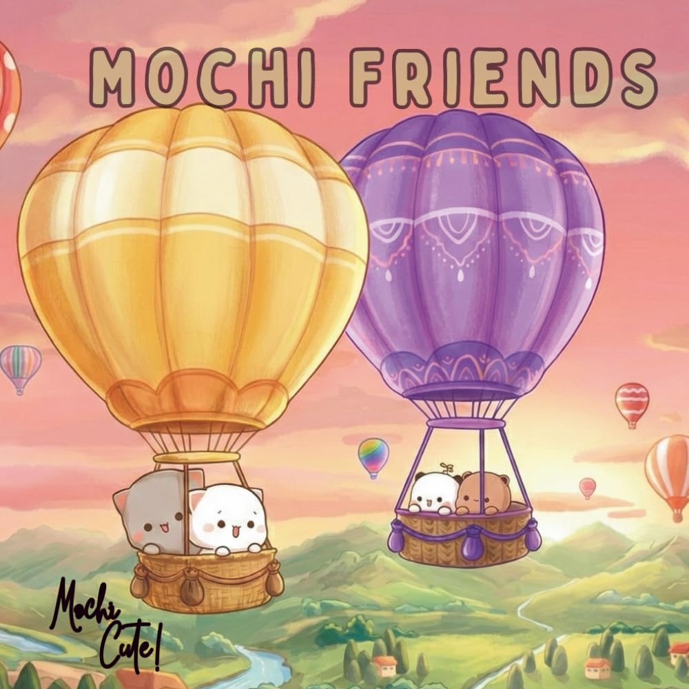 Mochi Friends: Super Cute Kawaii Coloring Book: Adorable Mochi Cats and Bears in 4 Fun Themes: Yummy Food, Travel Adventures, Seasons, and Cozy Hobbies – For Kids, Teens & Adults