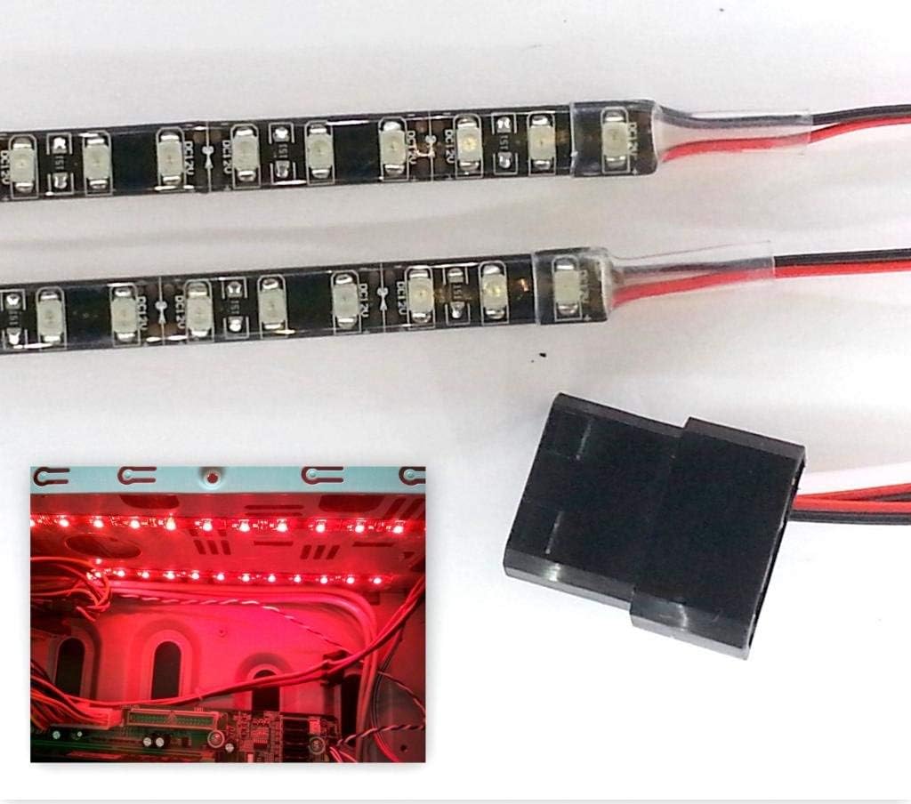 Top LED Dbl Density Bright White Led Case Light Kit (18 Led Strip X 2 - 15cm Molex Tails Each) 60cm Molex Tails