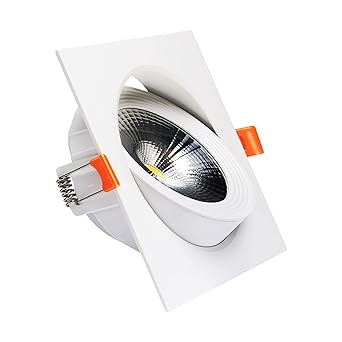 KOLORS 9W, Cool White, Spot Light | Tiltable | Spot recessed COB Light | Focus Light for Ceiling | Down Ceiling Light | Ceiling pop Light | Accent Lighting, Square, White
