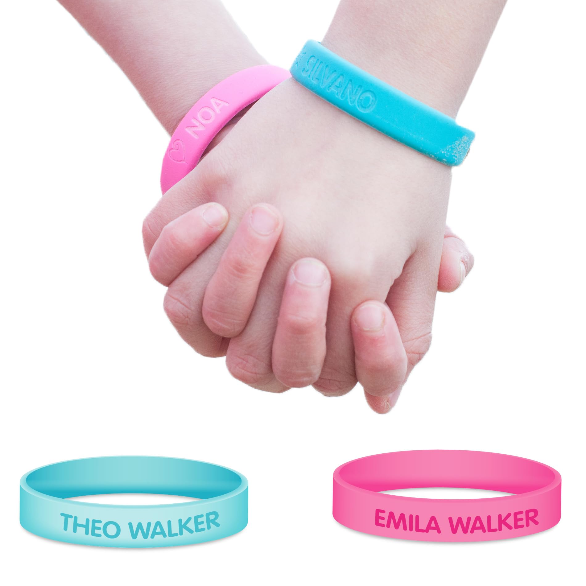 Easy2Name – Childs Customisable SOS Safety Bracelet for Boys & Girls Made of Silicone, Engraved with Name & Phone Number – Kids Waterproof Emergency Bracelet, Extra Durable – Color Selectable