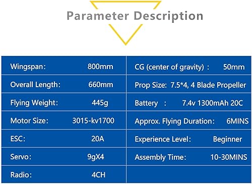 Miniatura 8 de Fms Avión Rc Avión de control remoto de 4 canales 31.496in F4U Corsair V2 azul RTF con reflejo, aviones RC para adultos listos para volar