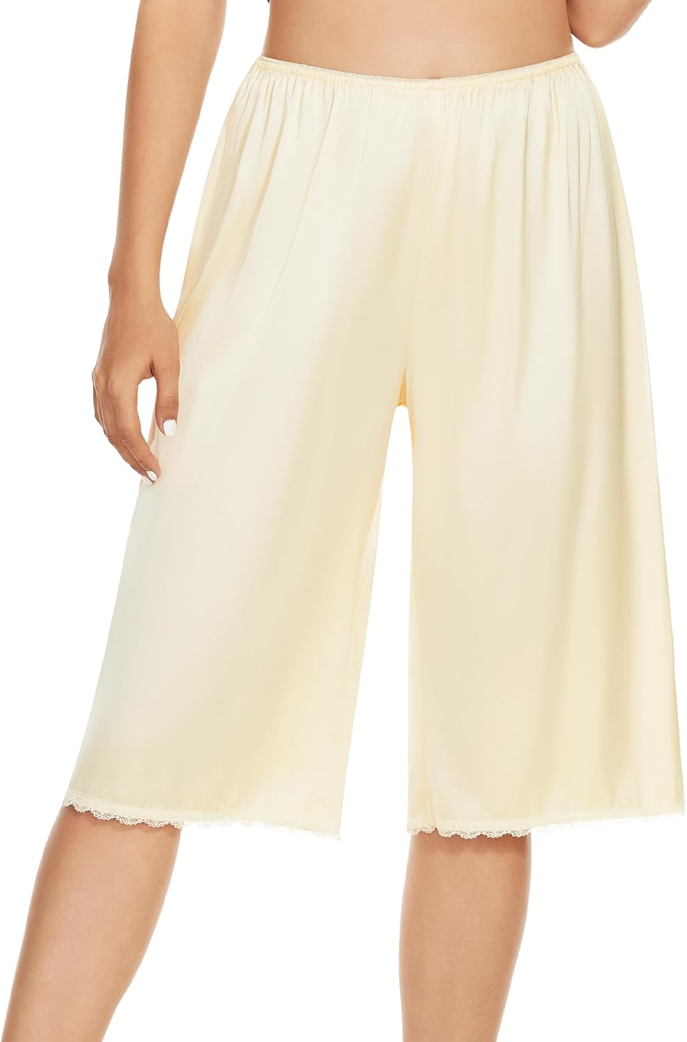 MANCYFIT Pettipants for Women Culotte Slip Bloomers Satin Pant Under Dresses Lace Trim
