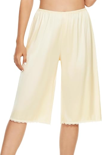 MANCYFIT Pettipants for Women, Non-Cling Culotte Slip | Breathable Pant Slip, Lace Trim, Non-Cling Culotte Coverage, Split-Leg Modesty, S-3XL, for Dresses and Skirts