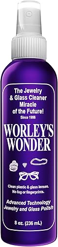 Worley's Wonder Limpiador de joyas y vidrio (botella de spray de 8 onzas) Limpiador de joyas en aerosol para oro, plata, diamantes, piedras