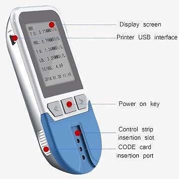 Cholesterol Test Meter, Multifunction Lipid Monitor Meter Kit for TC TG HDL LDL, Blood Lipid Tester with 25 Strips, 200 Sets Of Memory Values, For Home Lipid Analyzer Health
