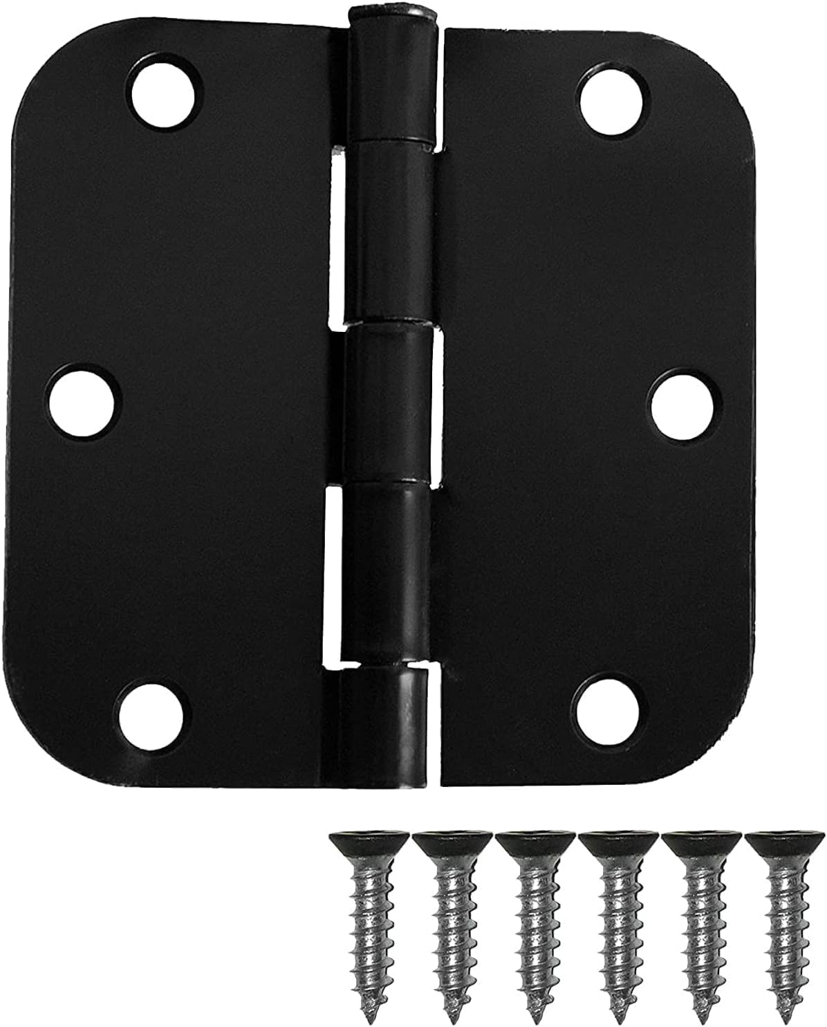 Ilyapa 3 Pack Black Door Hinges for Doors, 3.5 x 3.5 Inch Interior Door Hinges, Matte Black Hinges for Doors 3 1/2 Inches, with 5/8 Inch Radius Corners