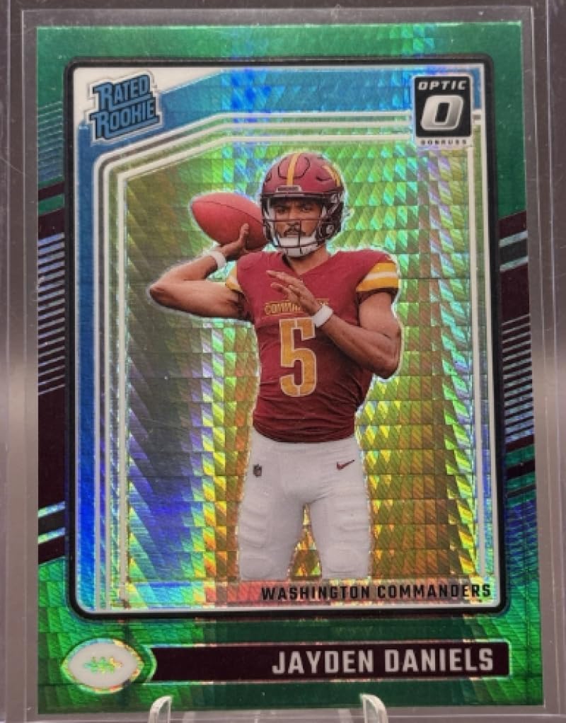 Football Trading Card 2024 Donruss Optic Green Hyper #248 Jayden Daniels EX/NM RC Rookie Commanders